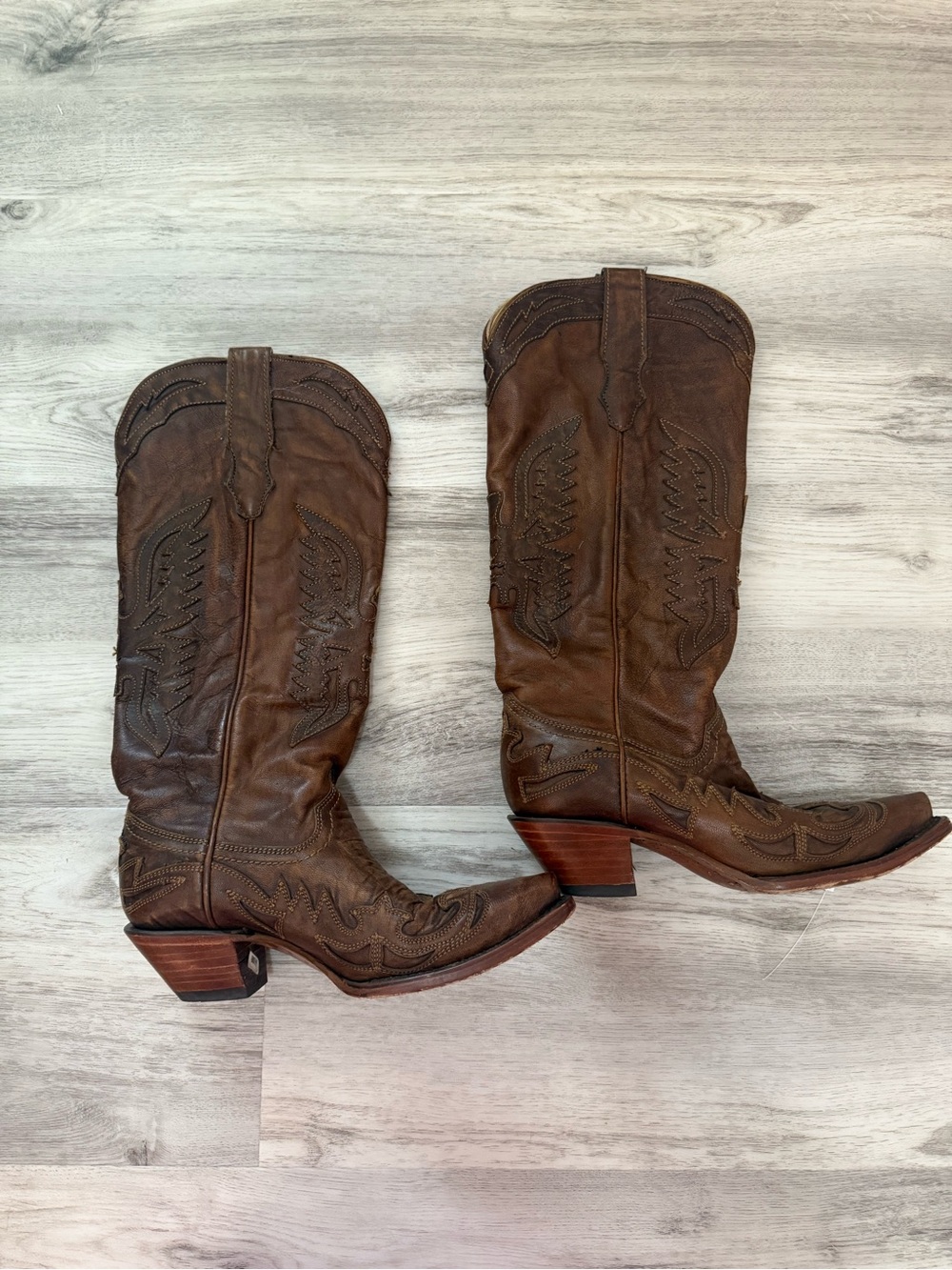 Women’s Brown Leather Western Heeled Boots